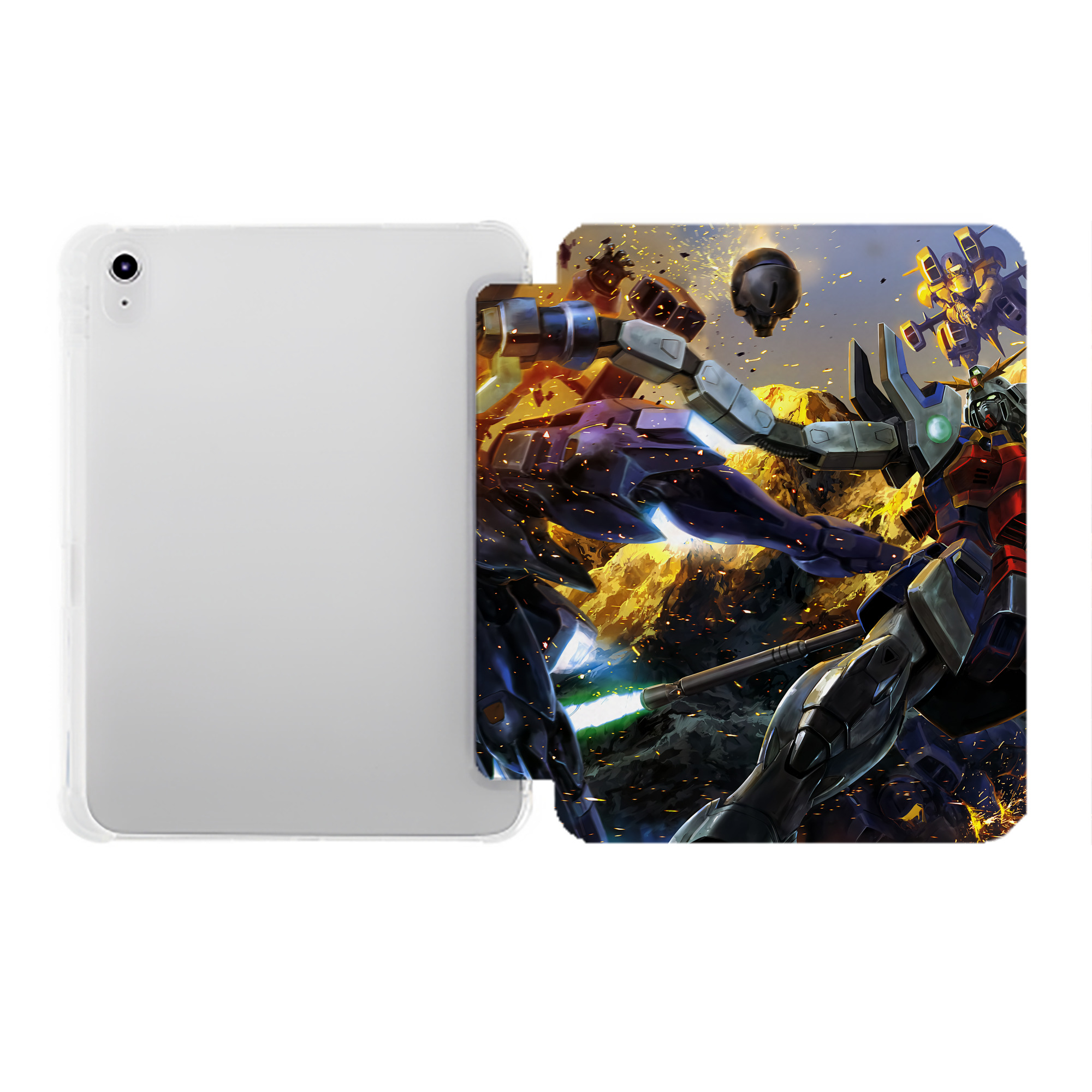 （画像用） 機動戦士ガンダム Mobile Suit Gundam IPad ケース ペン収納付き 三つ折りスタンド PUレザー×シリコン 対応機種9.5/10.5/10.9インチ